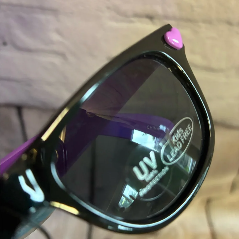 5/$20 Sporting Eyes Youth Girls Purple Gingham‎ Hearts Sunglasses Summer Eyewear